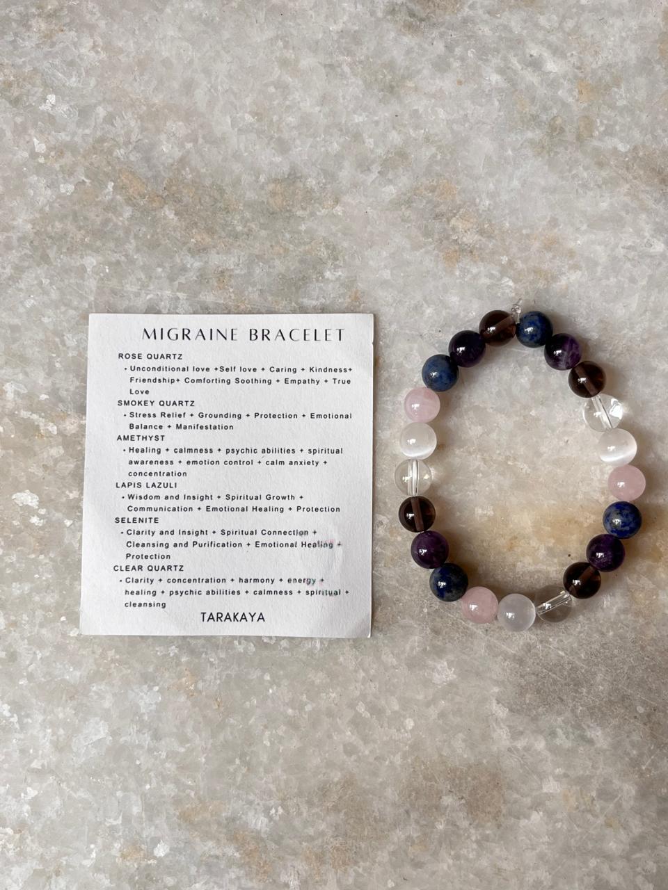 Intention- Relief From Migraine 8MM Natural Crystal Bracelet