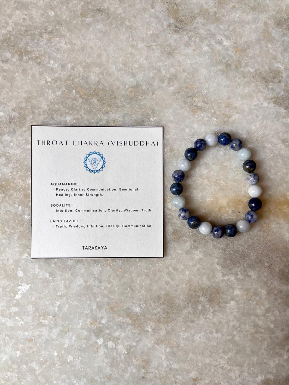Heal MyThroat Chakra (Vishuddha) - Communication-8mm Natural Crystal Bracelet