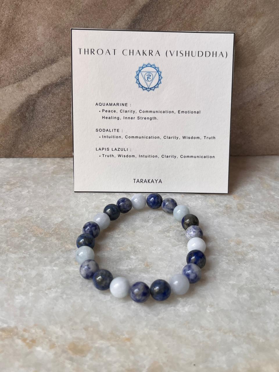 Heal MyThroat Chakra (Vishuddha) - Communication-8mm Natural Crystal Bracelet