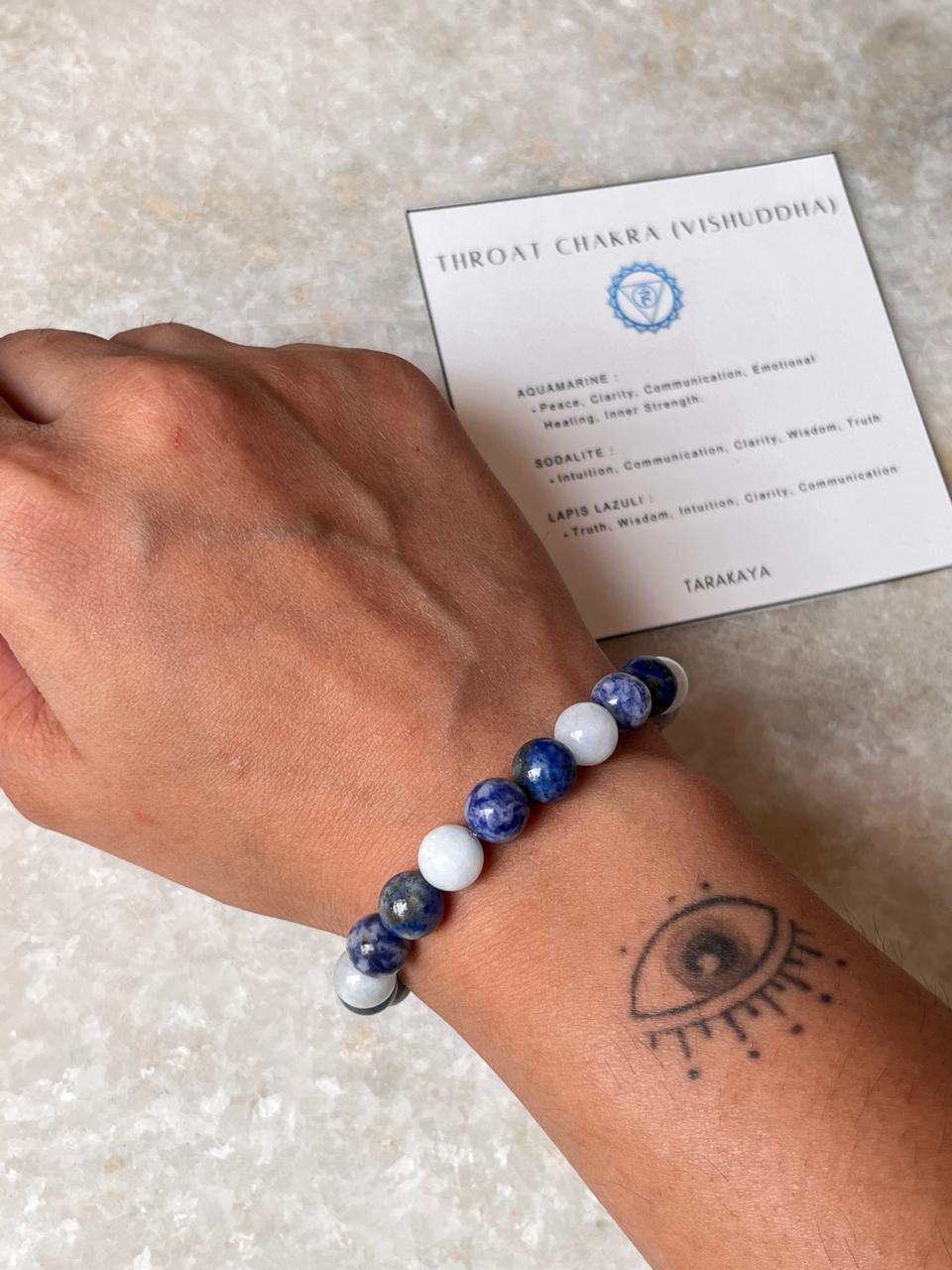 Heal MyThroat Chakra (Vishuddha) - Communication-8mm Natural Crystal Bracelet