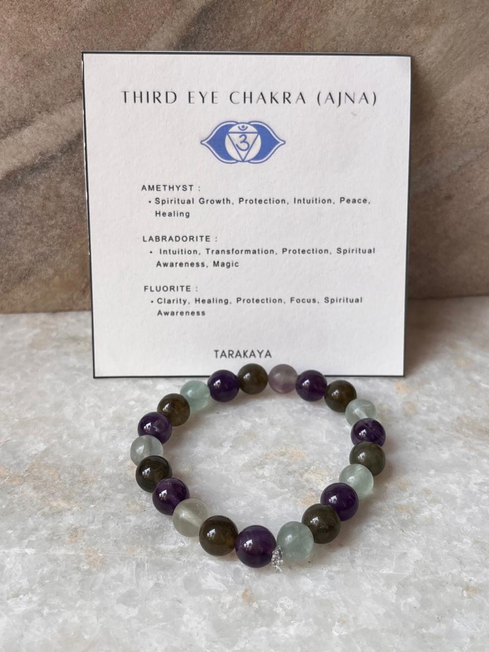 Heal My Third Eye Chakra (Ajna) 8mm Natural Crystal Bracelet