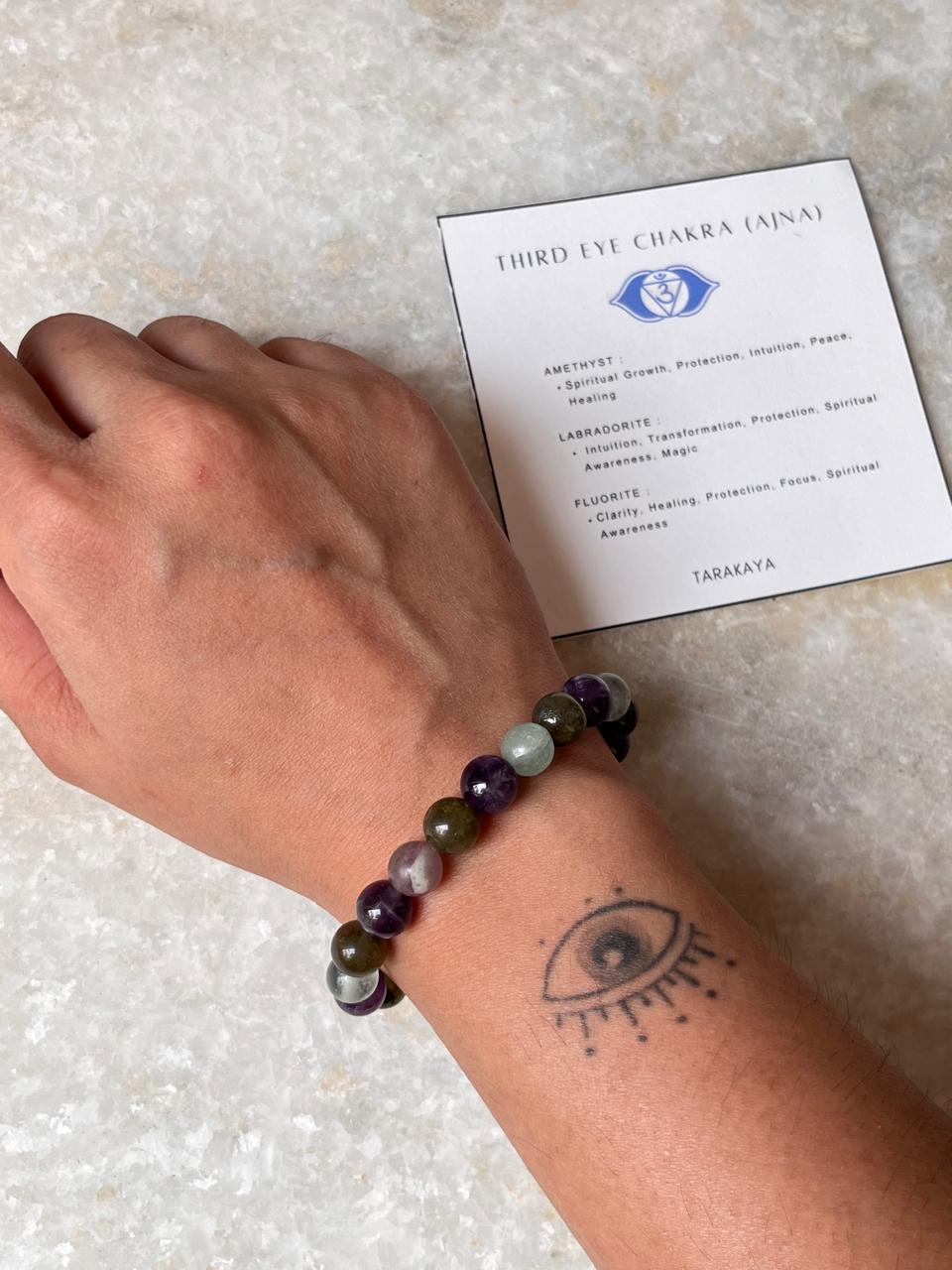 Heal My Third Eye Chakra (Ajna) 8mm Natural Crystal Bracelet