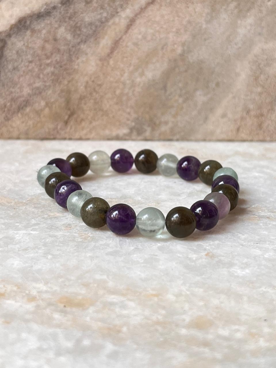 Heal My Third Eye Chakra (Ajna) 8mm Natural Crystal Bracelet