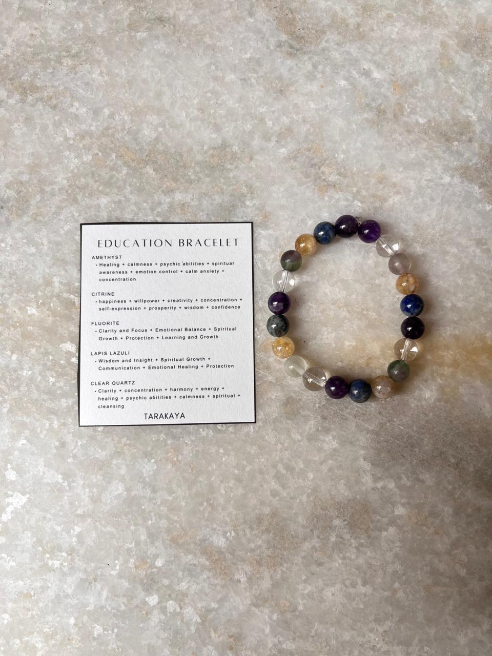 Intention- I Need Good Education 8MM Natural Crystal Bracelet