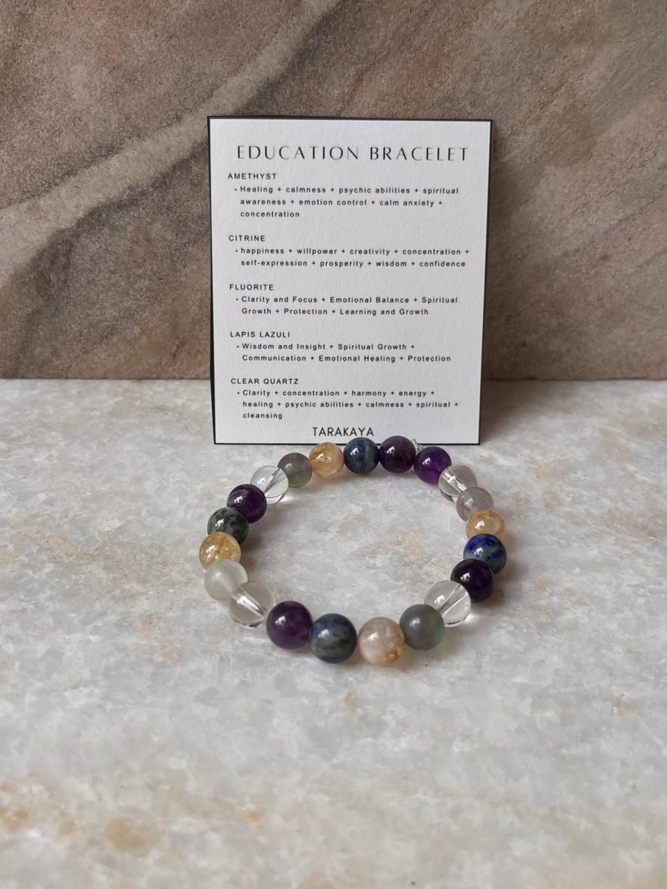 Intention- I Need Good Education 8MM Natural Crystal Bracelet