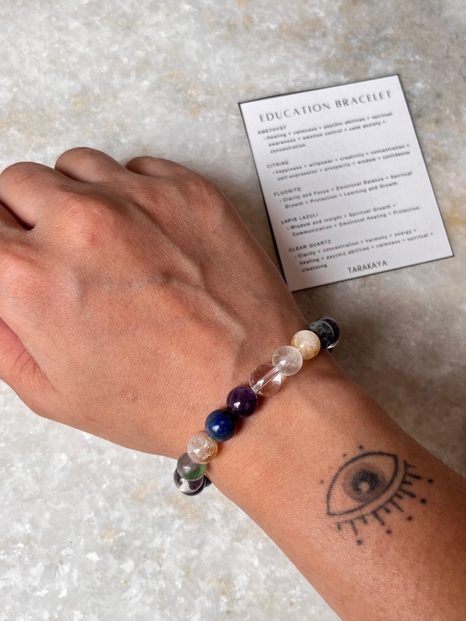 Intention- I Need Good Education 8MM Natural Crystal Bracelet