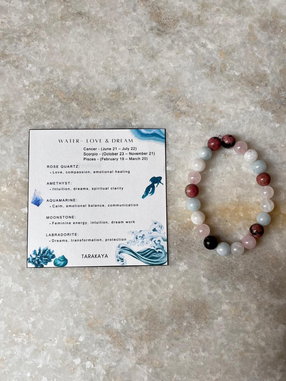 I Am Like Water Element - Love & Dream 8mm Natural Crystal Bracelet