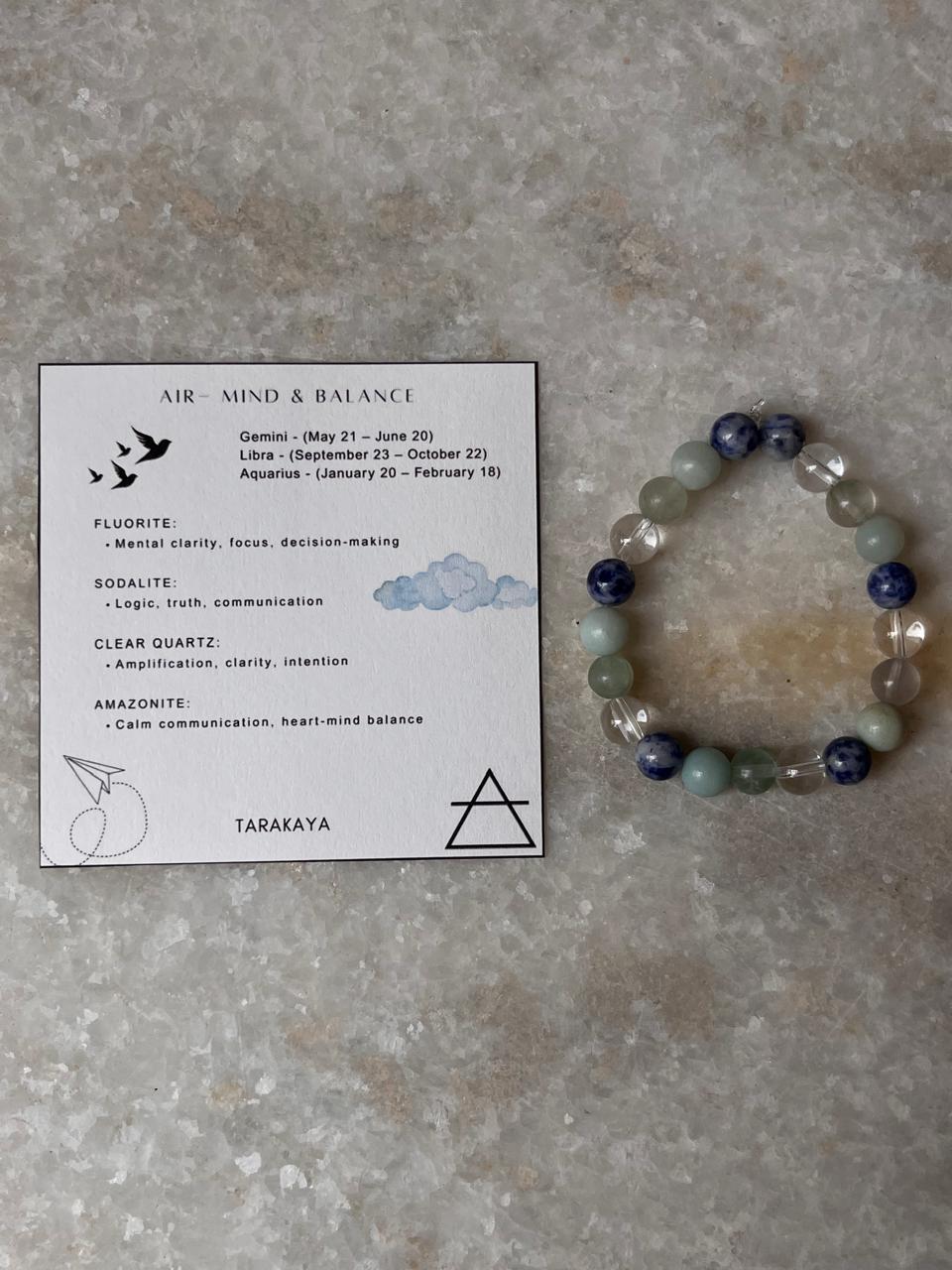 I Am Like Air Element - Mind & Balance 8mm Natural Crystal Bracelet