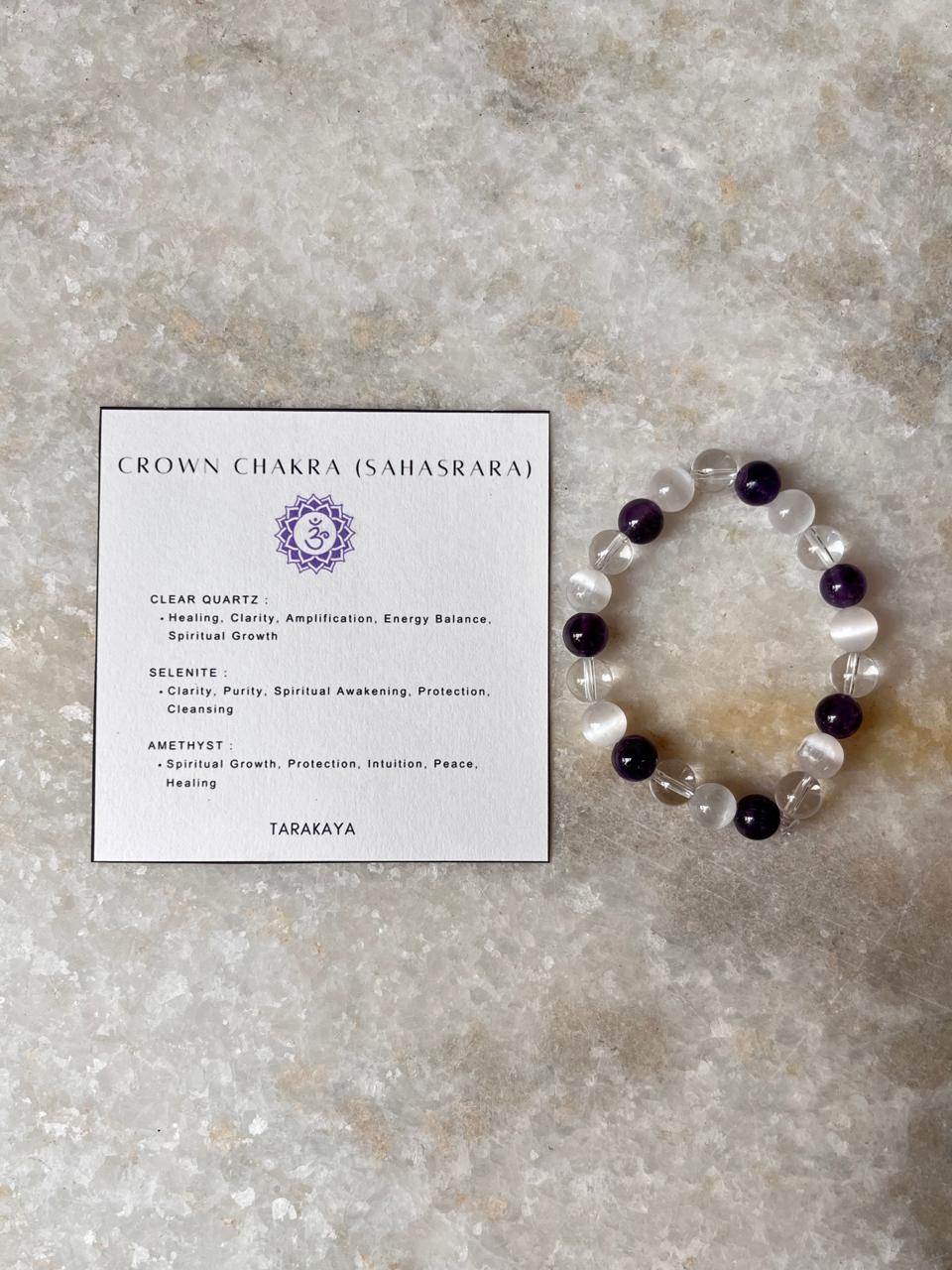 Heal My Crown Chakra (Sahasrara) 8mm Natural Crystal Bracelet