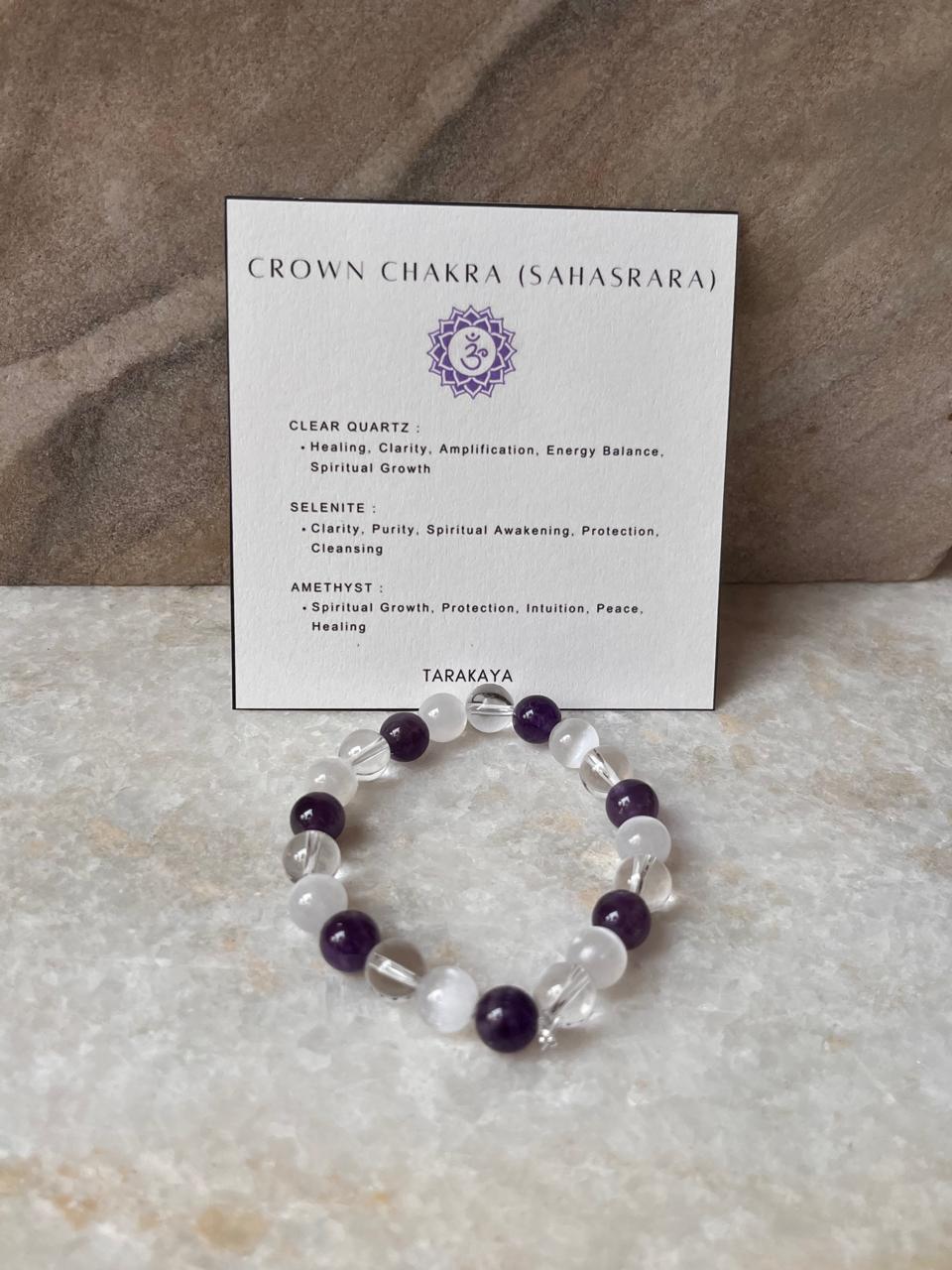 Heal My Crown Chakra (Sahasrara) 8mm Natural Crystal Bracelet