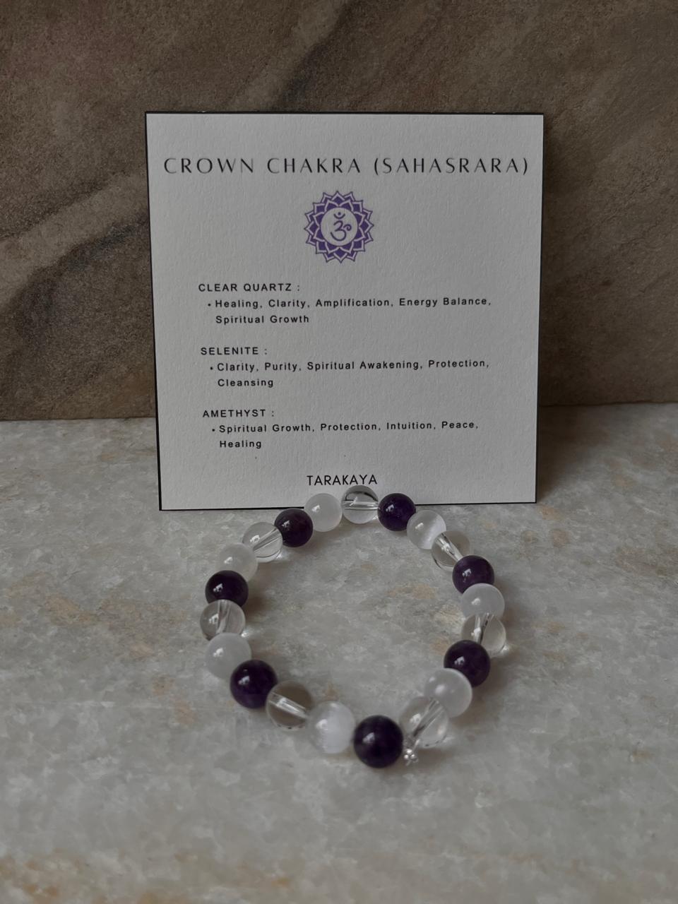 Heal My Crown Chakra (Sahasrara) 8mm Natural Crystal Bracelet