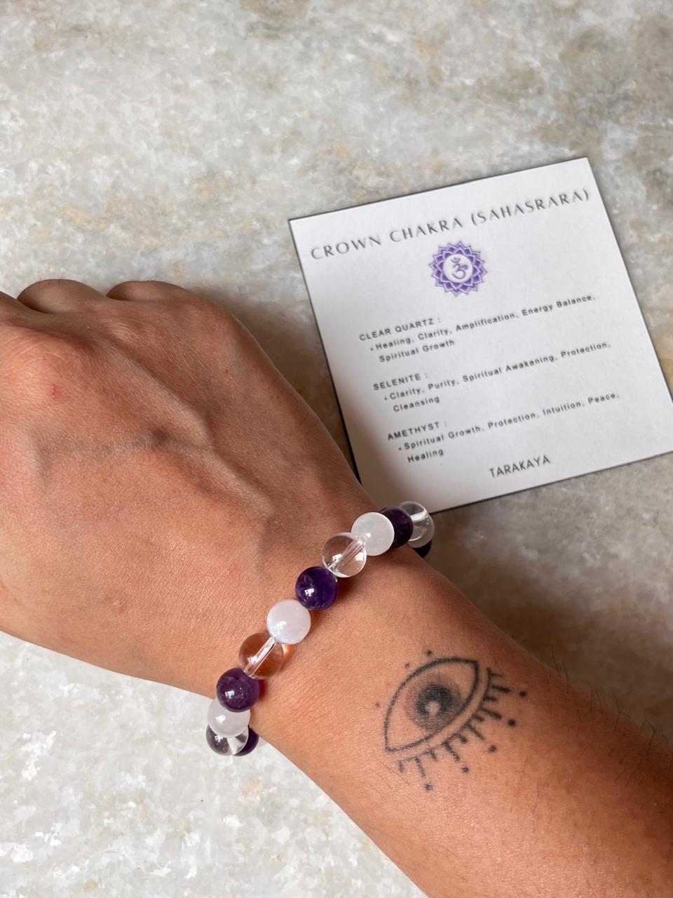Heal My Crown Chakra (Sahasrara) 8mm Natural Crystal Bracelet