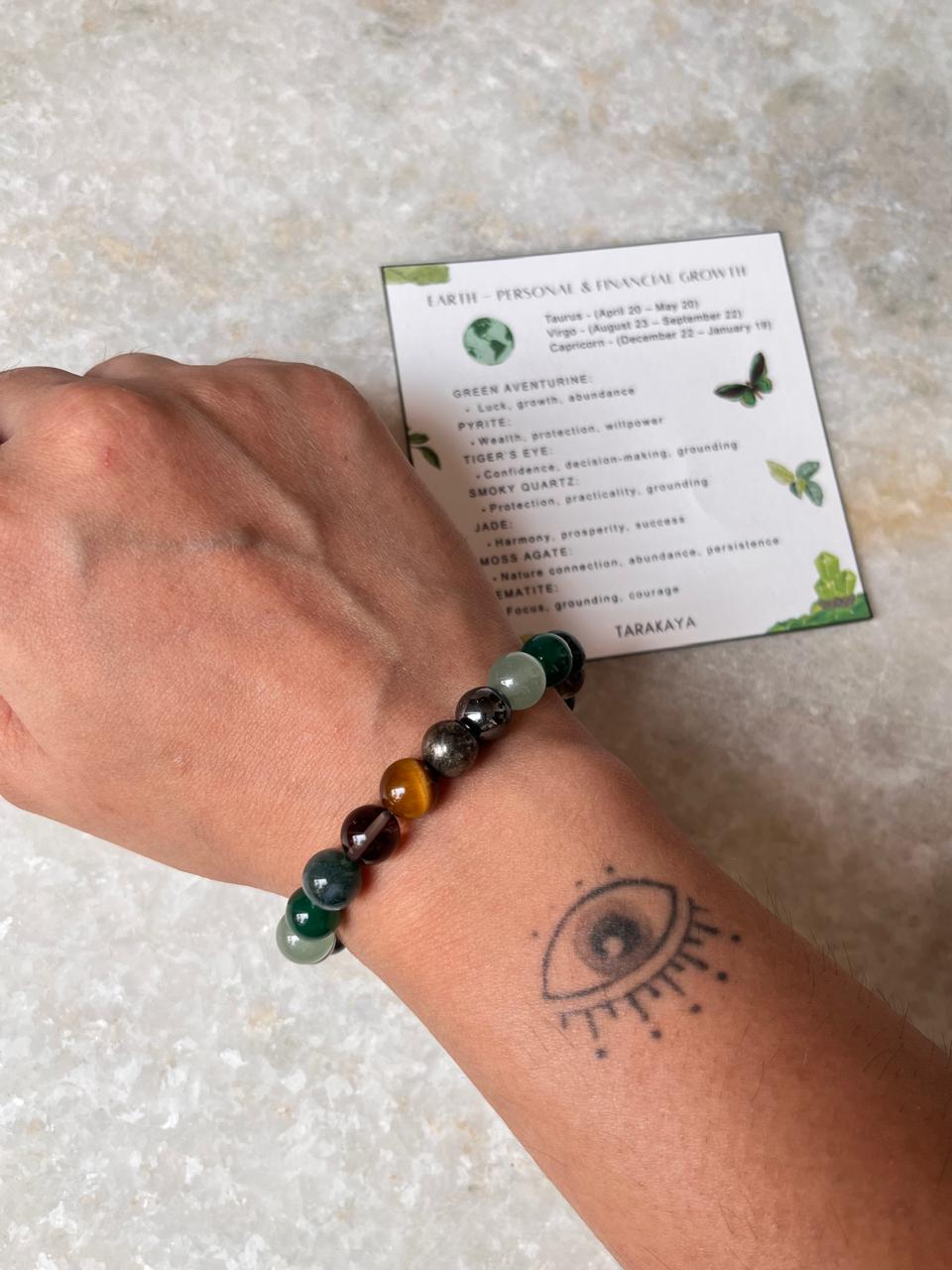 I Am Like Earth Element - Personal &Financial Growth 8mm Natural Crystal Bracelet