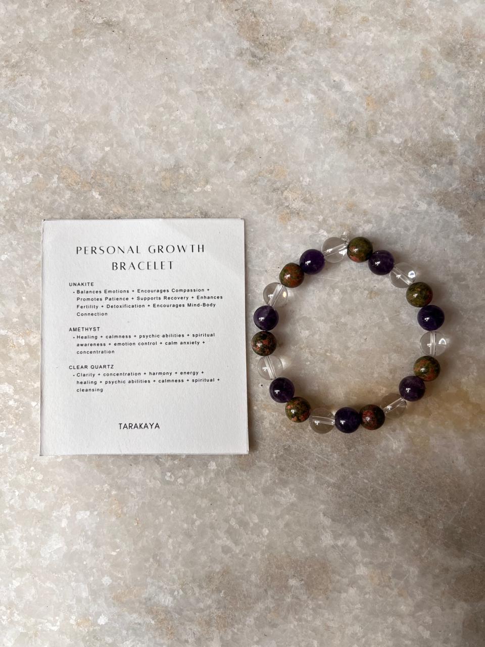 Intention- Personal Growth 8MM Natural Crystal Bracelet