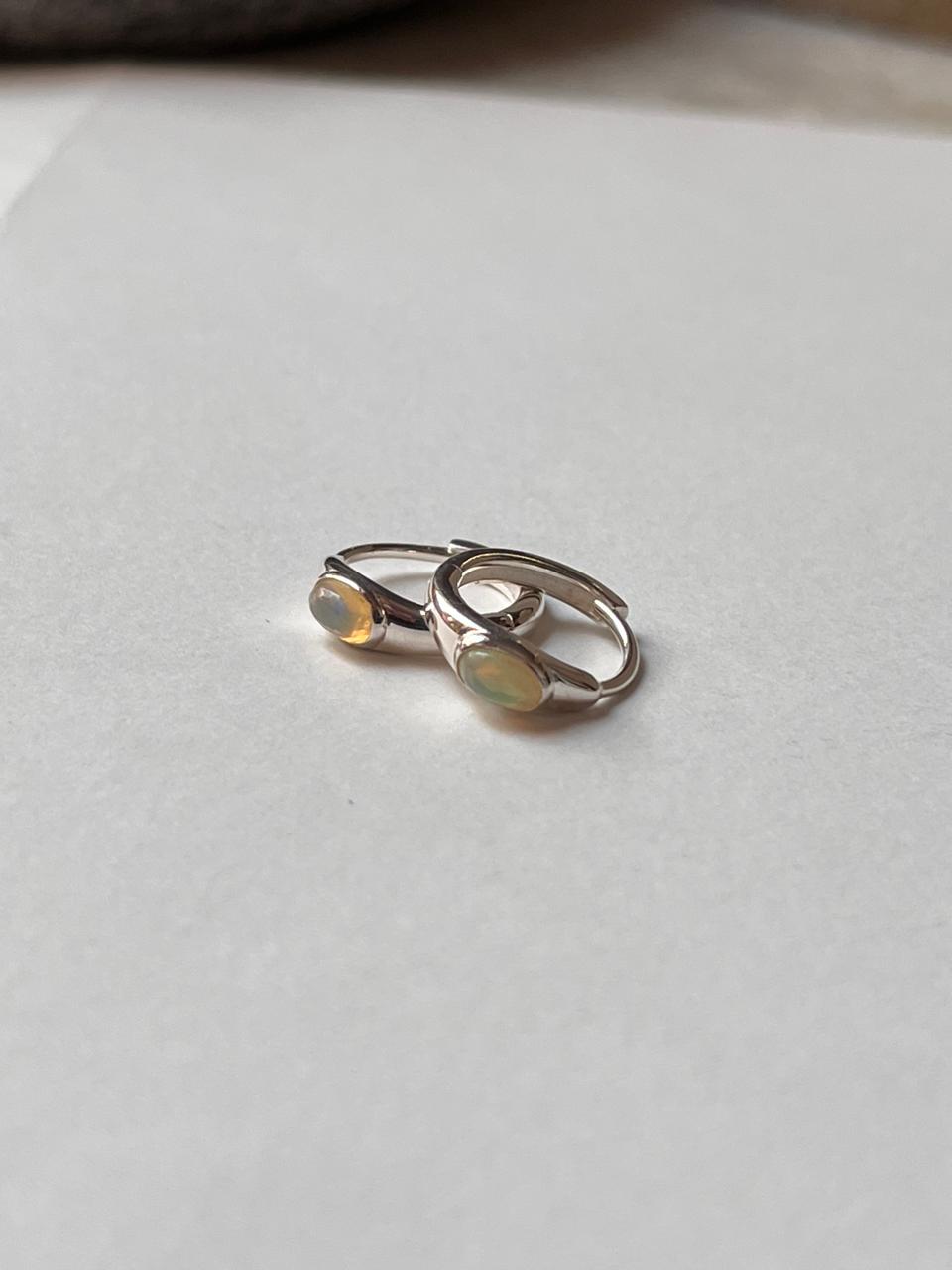 925 sterling silver huggie earrings with Ethiopian opal