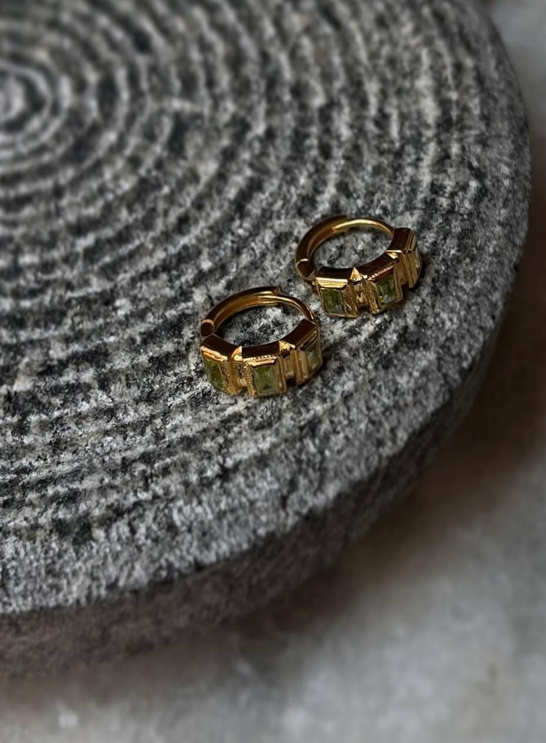 Gold Vermeil Peridot Huggies 925 Sterling Silver Earrings