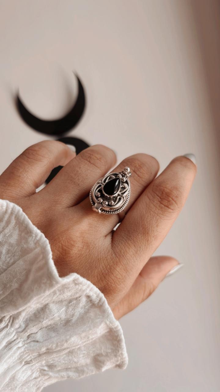 Black Onyx Storage 925 Sterling Silver Ring