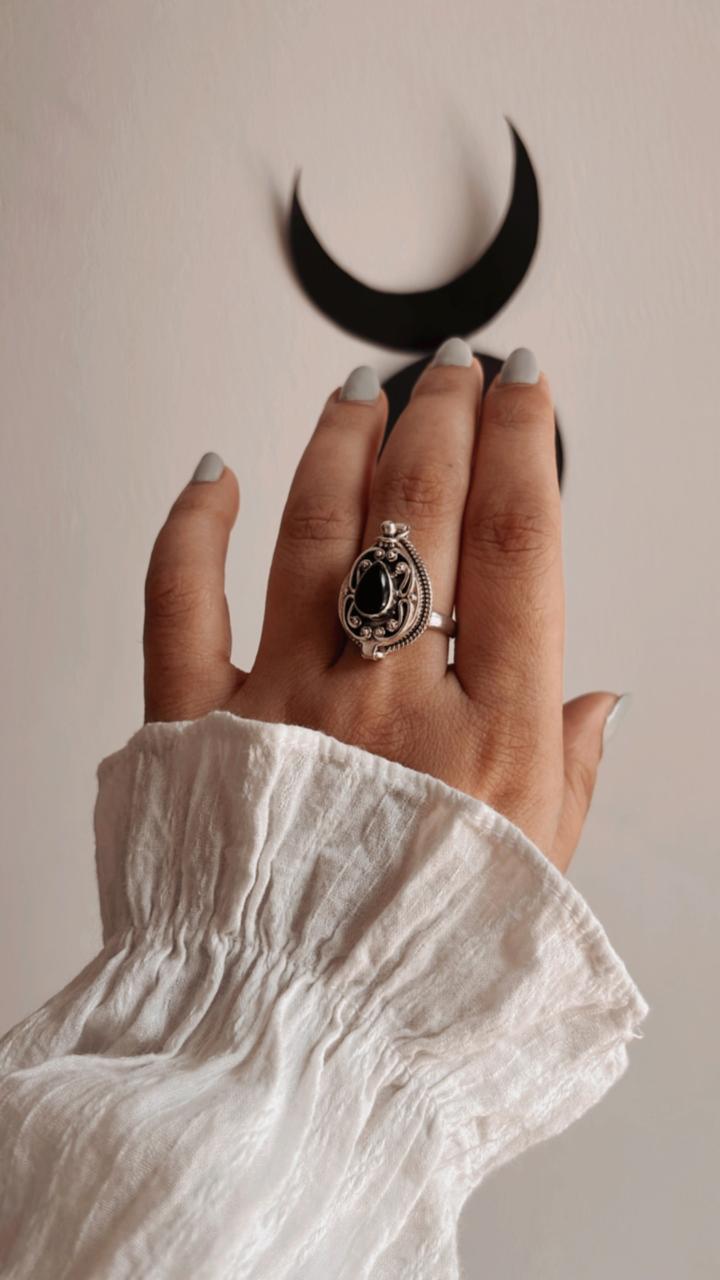 Black Onyx Storage 925 Sterling Silver Ring