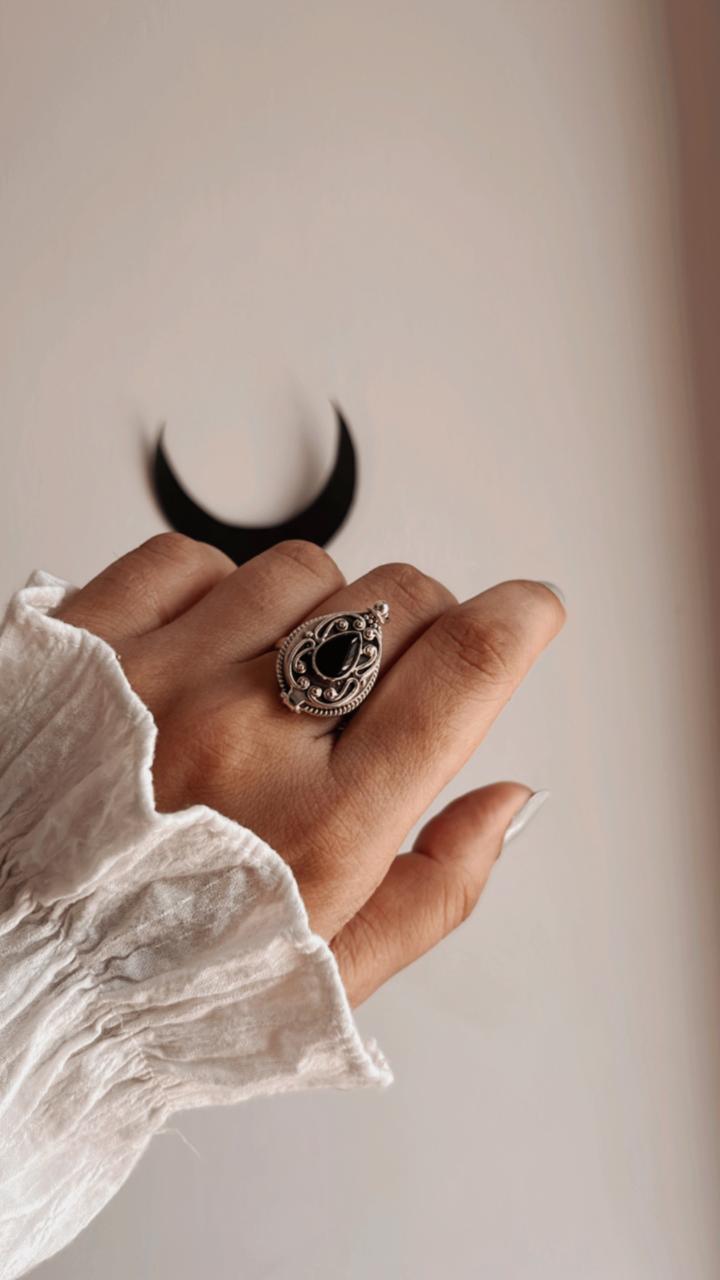 Black Onyx Storage 925 Sterling Silver Ring