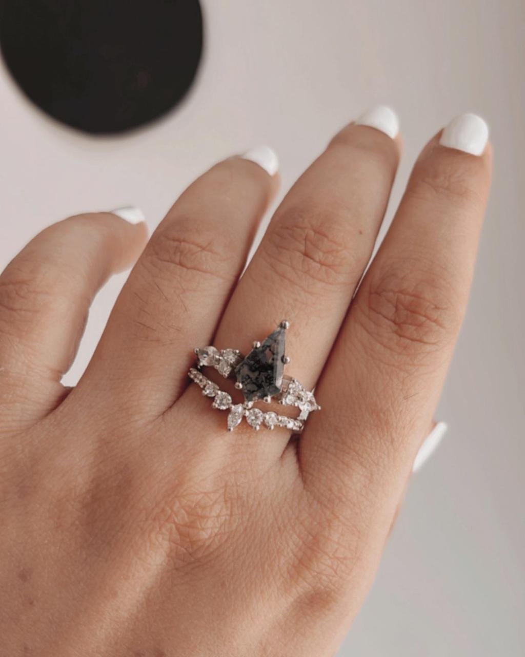 Moss Agate Statement Stack Set 925 Sterling Silver Ring