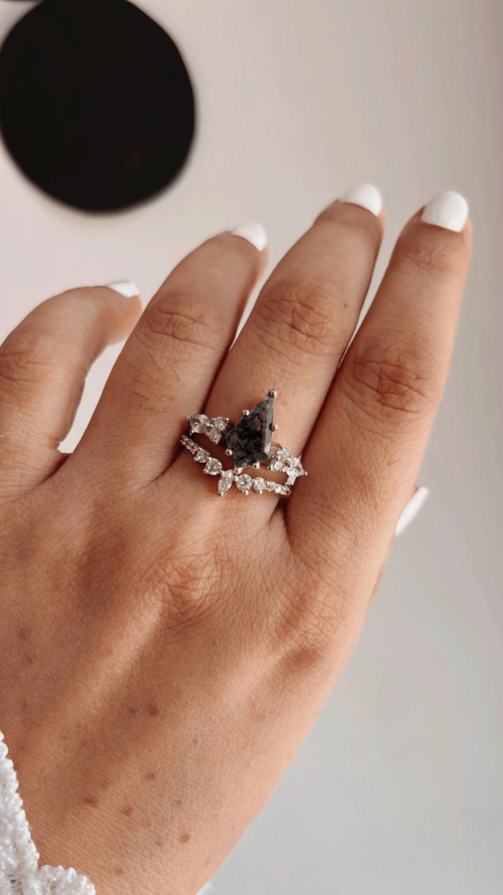 Moss Agate Statement Stack Set 925 Sterling Silver Ring