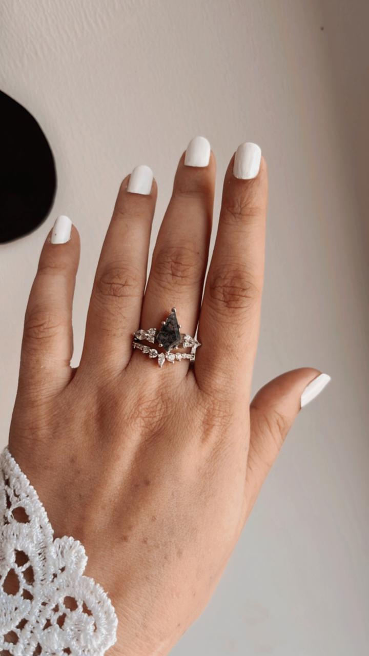 Moss Agate Statement Stack Set 925 Sterling Silver Ring