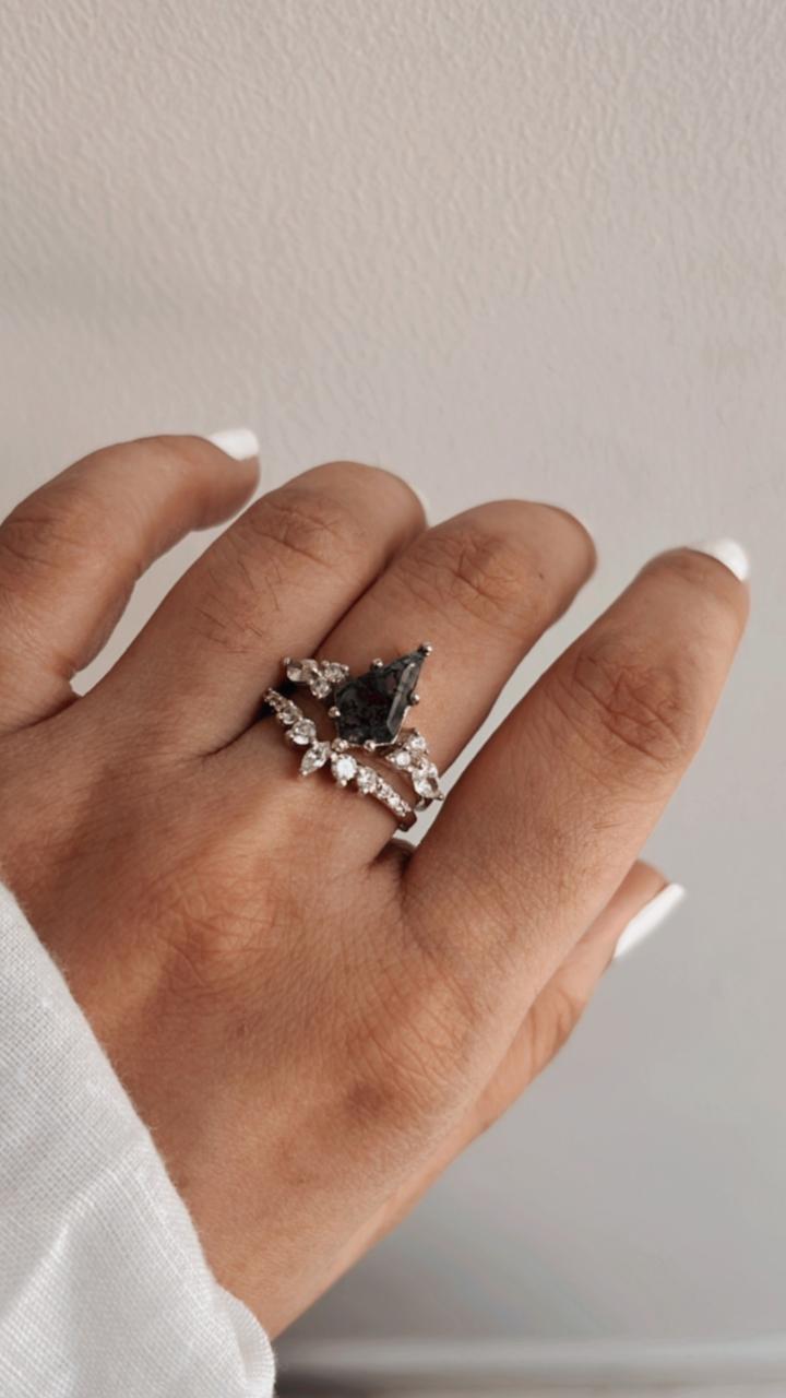 Moss Agate Statement Stack Set 925 Sterling Silver Ring