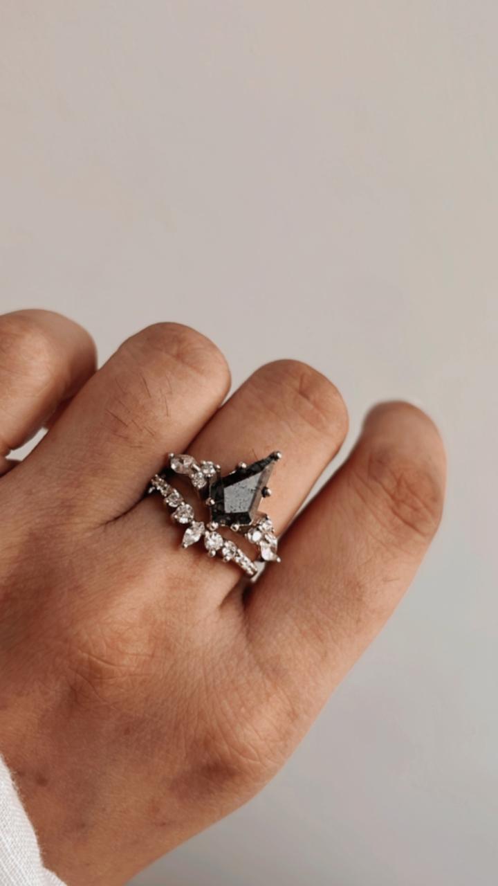 Moss Agate Statement Stack Set 925 Sterling Silver Ring