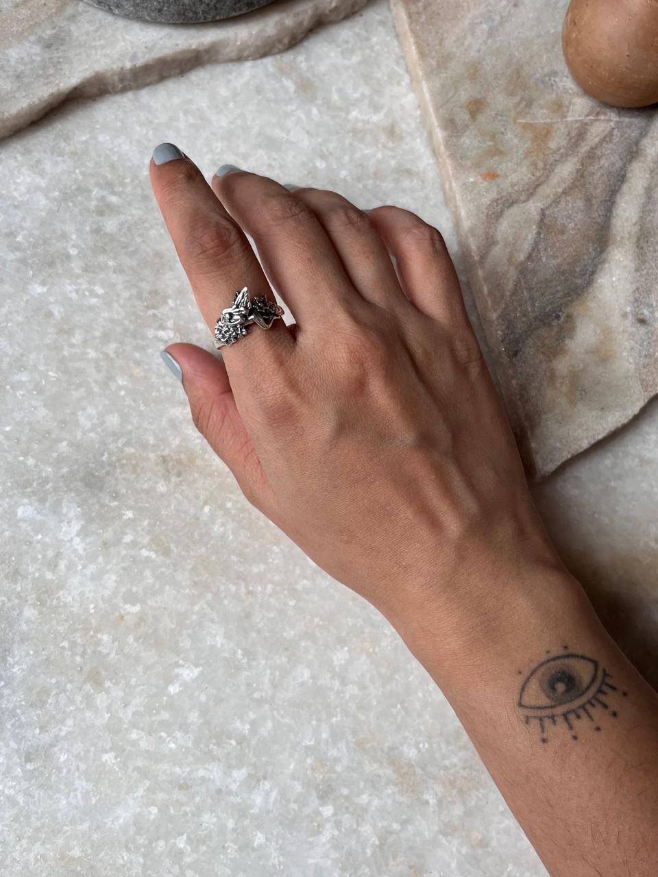 Fairy In The Garden- 3D Wings 925 Sterling Silver Ring - Tarakaya Silver
