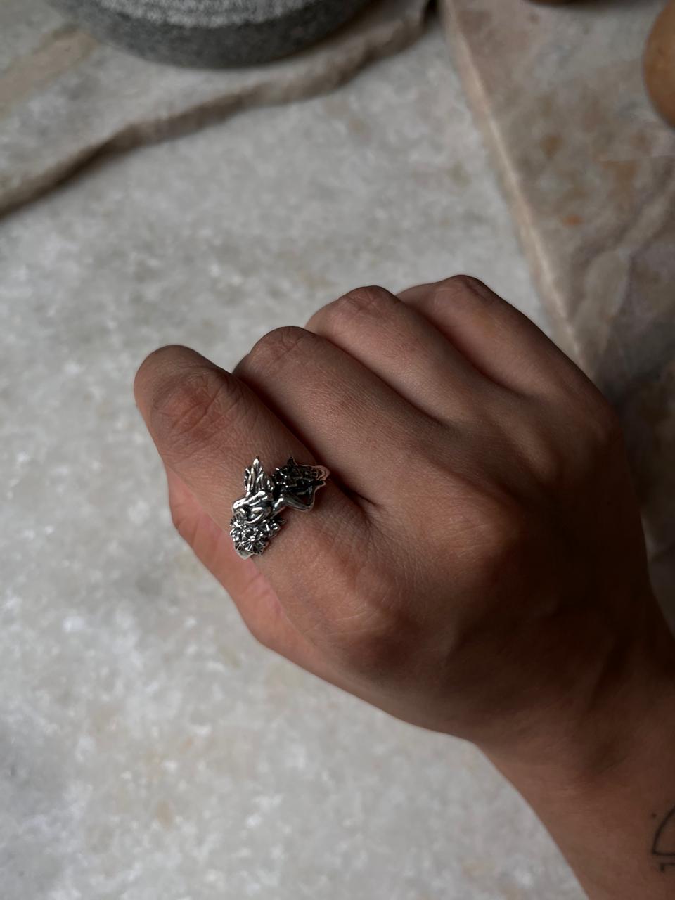 Fairy In The Garden- 3D Wings 925 Sterling Silver Ring - Tarakaya Silver