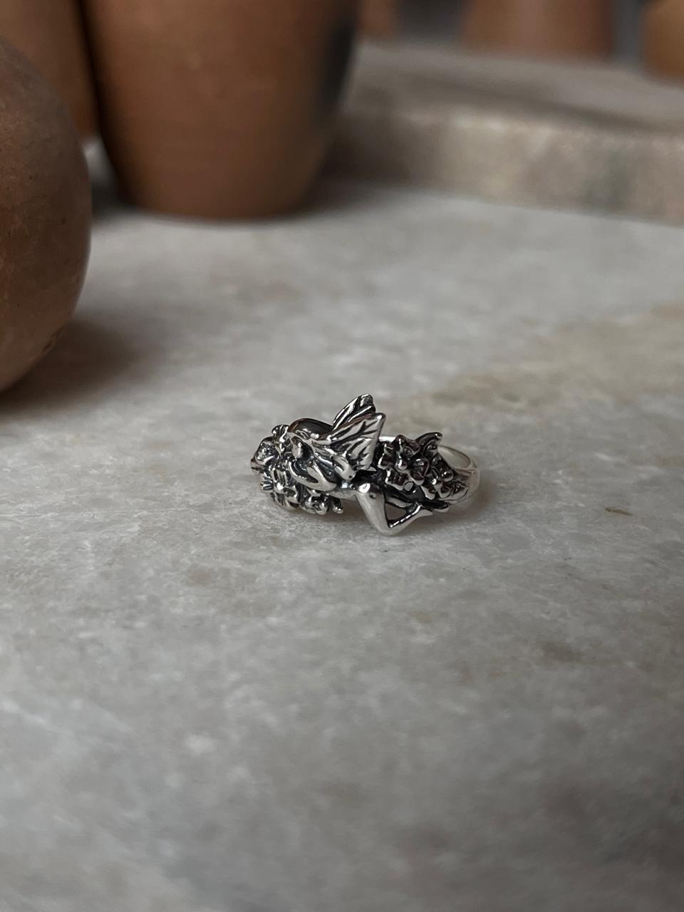 Fairy In The Garden- 3D Wings 925 Sterling Silver Ring - Tarakaya Silver