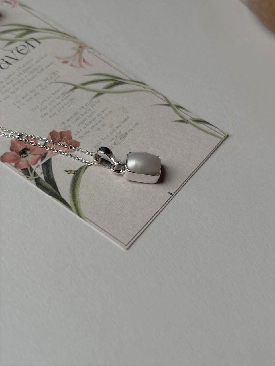 Fresh Water Pearl Rectangle 925 Sterling Silver Pendant