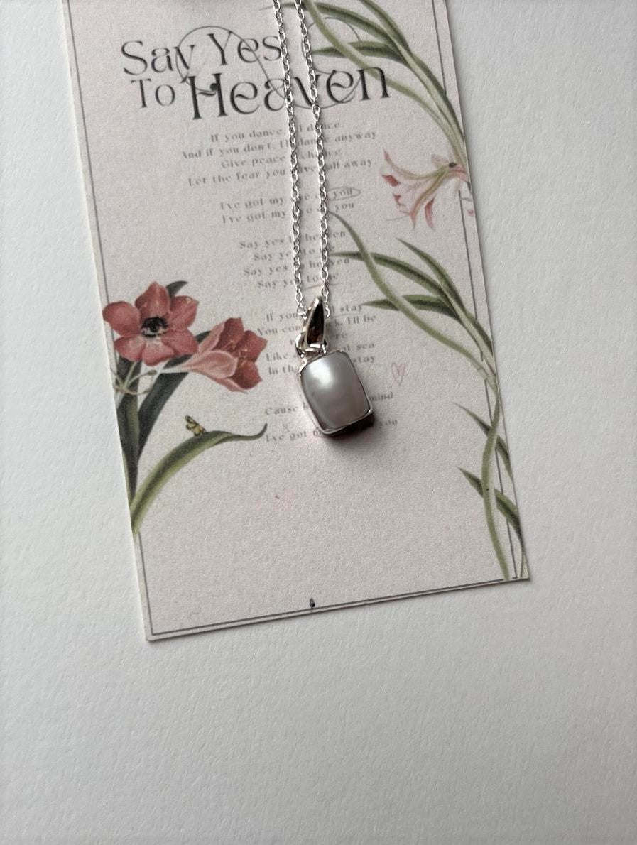Fresh Water Pearl Rectangle 925 Sterling Silver Pendant