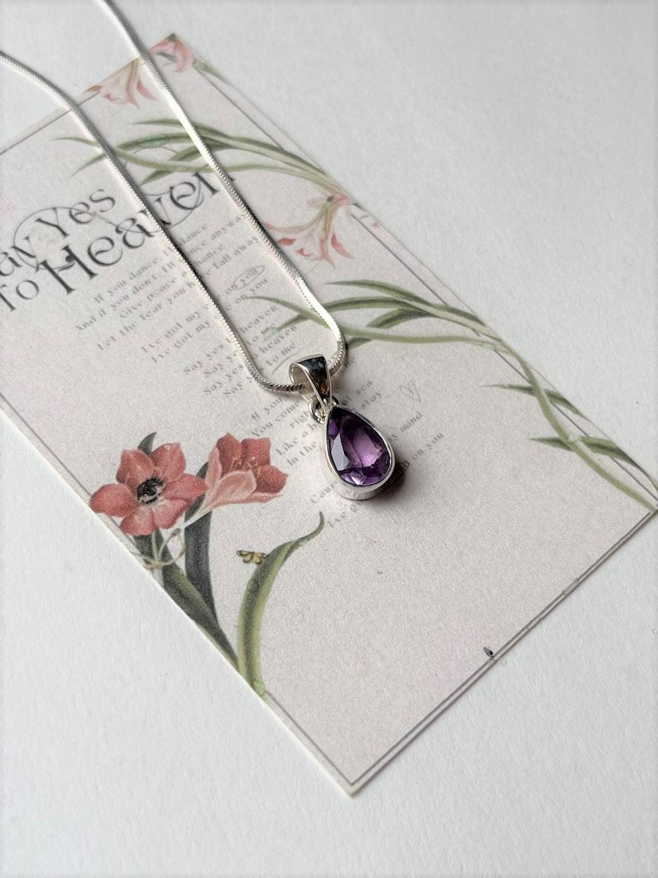 Amethyst Pear/ Drop Cut 925 Sterling Silver Pendant