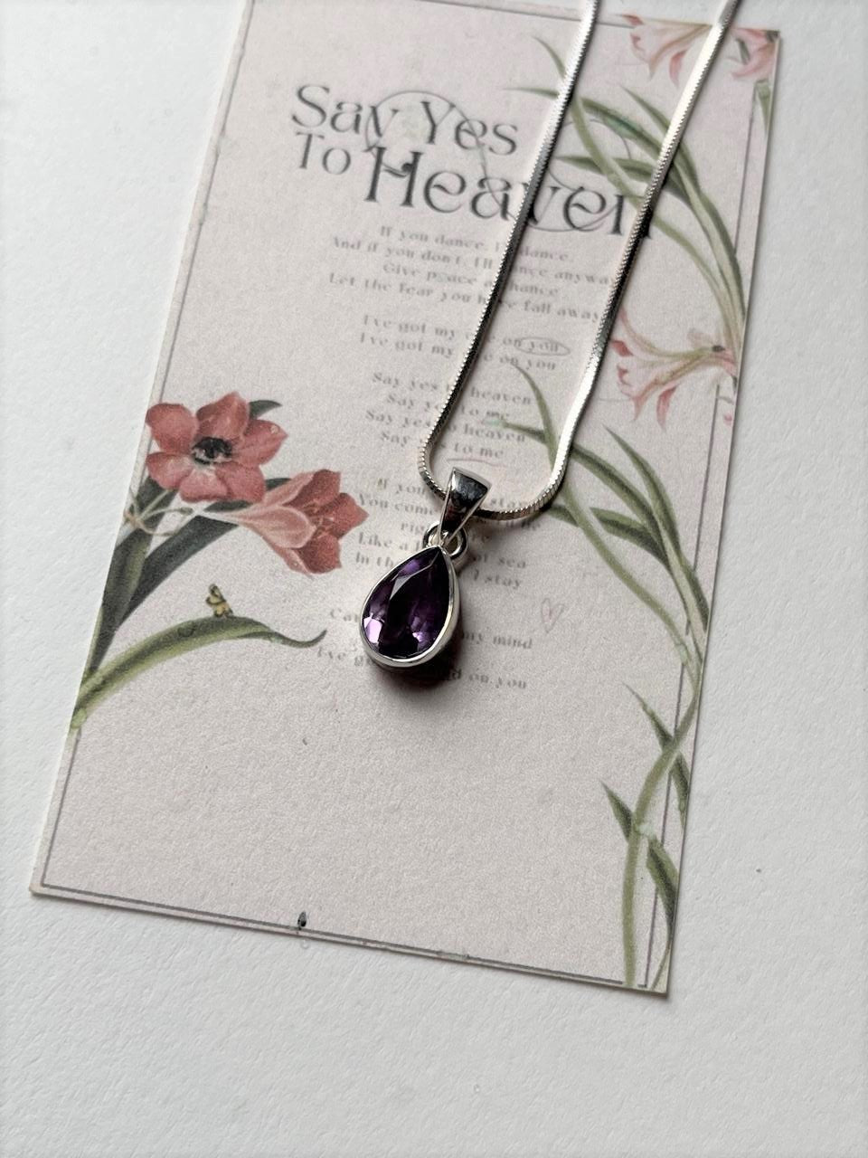 Amethyst Pear/ Drop Cut 925 Sterling Silver Pendant