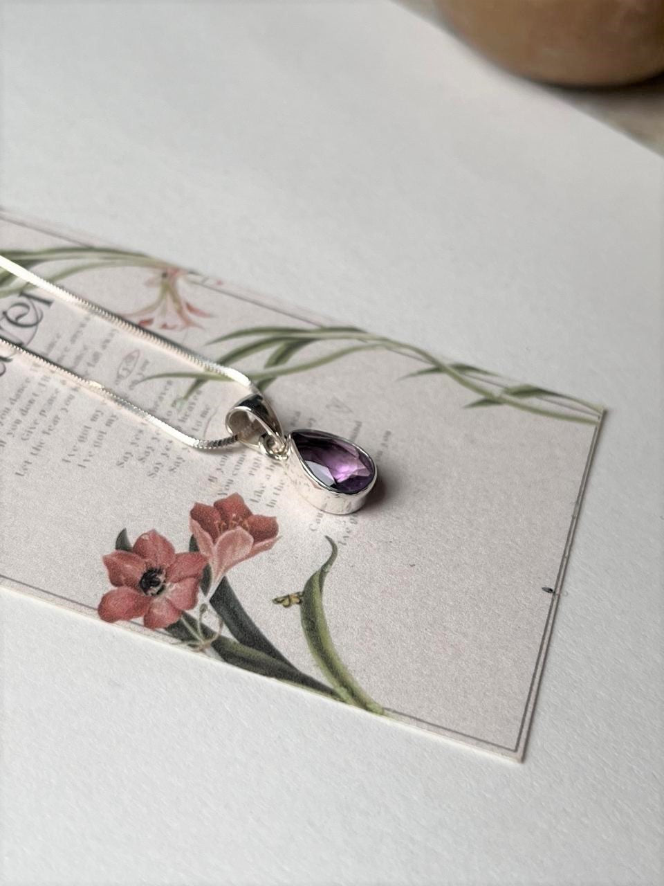 Amethyst Pear/ Drop Cut 925 Sterling Silver Pendant