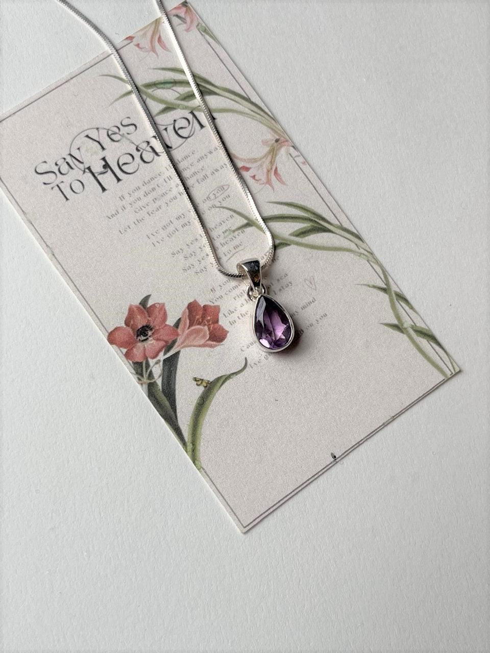 Amethyst Pear/ Drop Cut 925 Sterling Silver Pendant