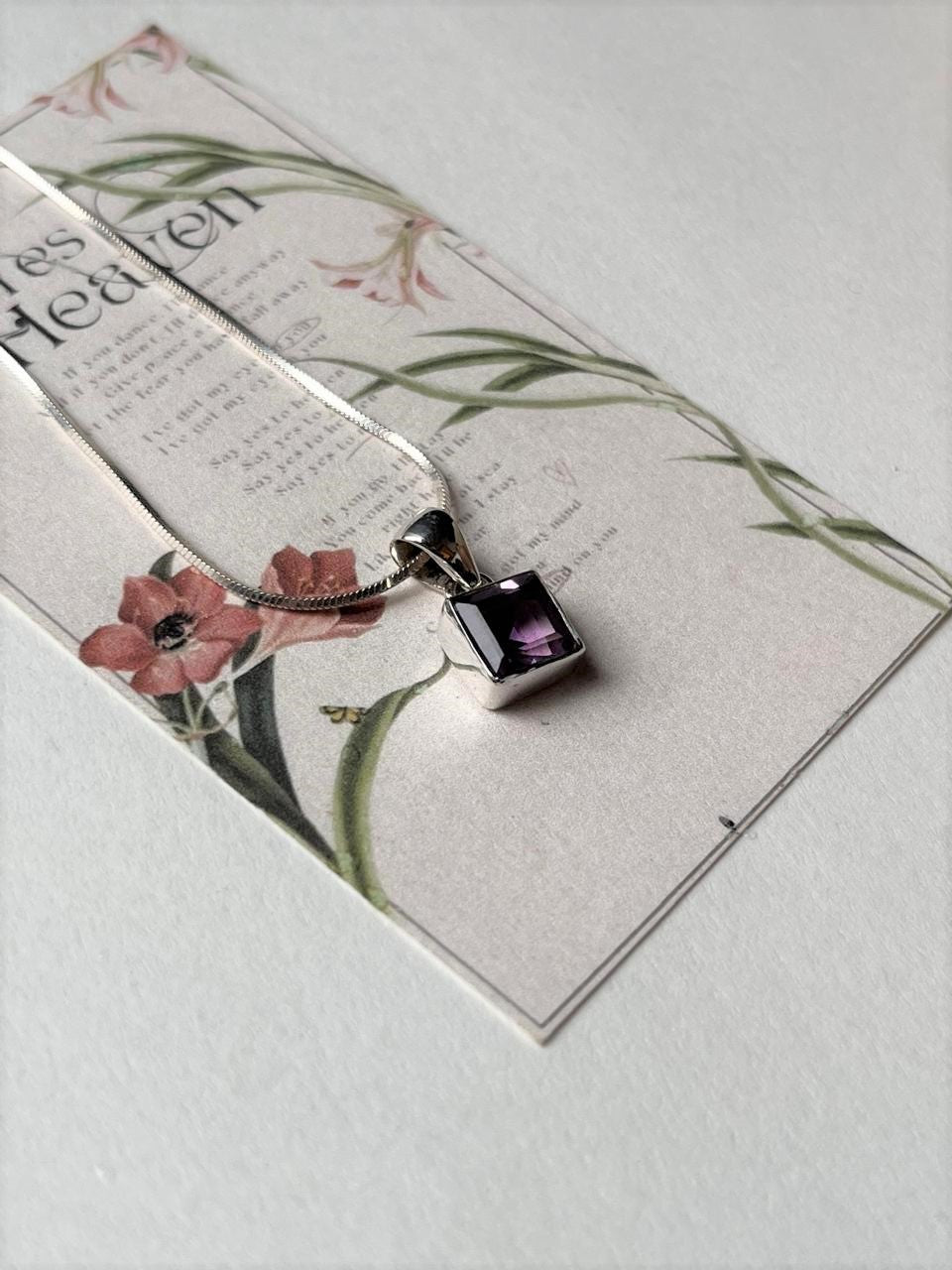 Amethyst Square Cut 925 Sterling Silver Pendant