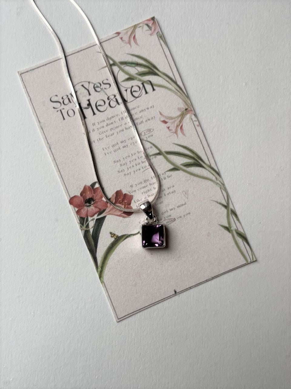 Amethyst Square Cut 925 Sterling Silver Pendant