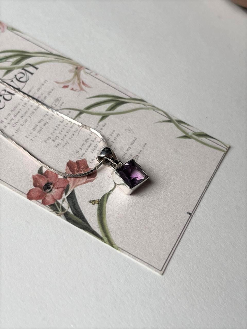 Amethyst Square Cut 925 Sterling Silver Pendant