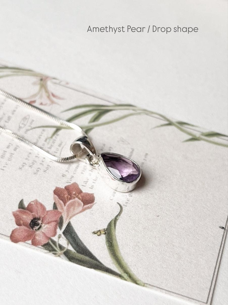 Amethyst Pear/ Drop Cut 925 Sterling Silver Pendant