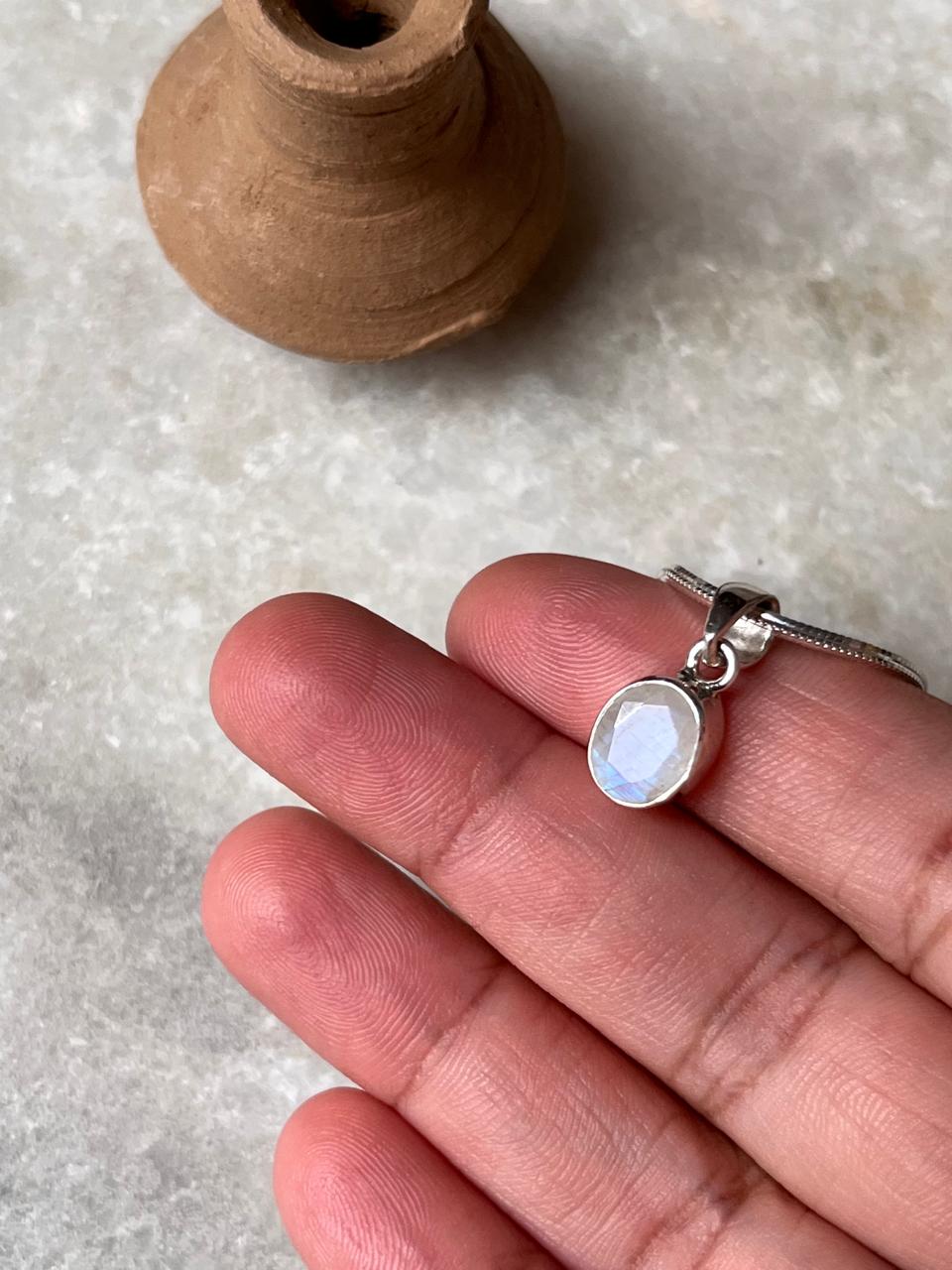 Moonstone Oval Cut 925 Sterling Silver Pendant