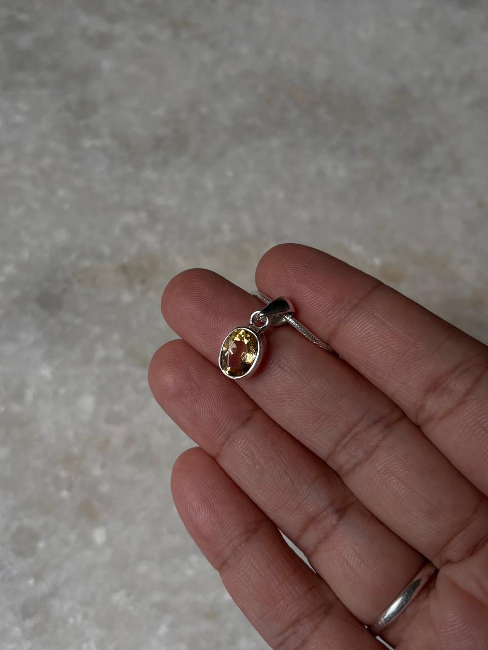 Citrine Oval Cut 925 Sterling Silver Pendant