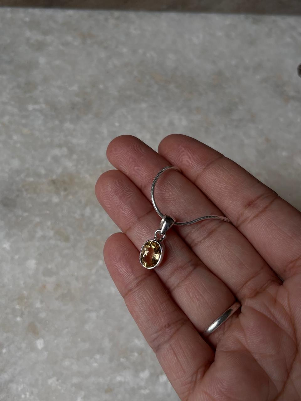 Citrine Oval Cut 925 Sterling Silver Pendant