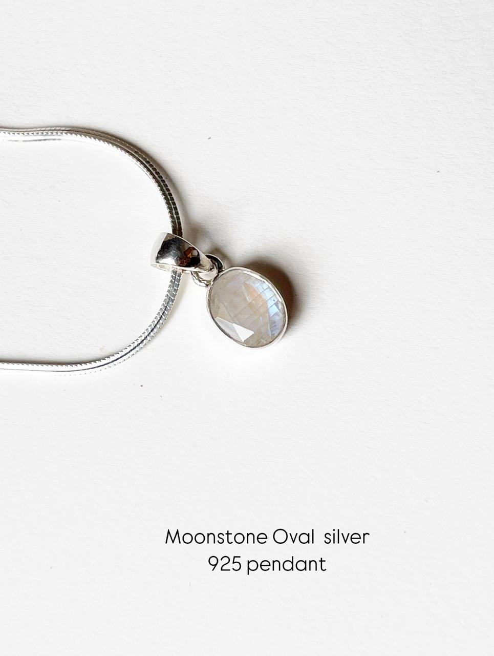 Moonstone Oval Cut 925 Sterling Silver Pendant