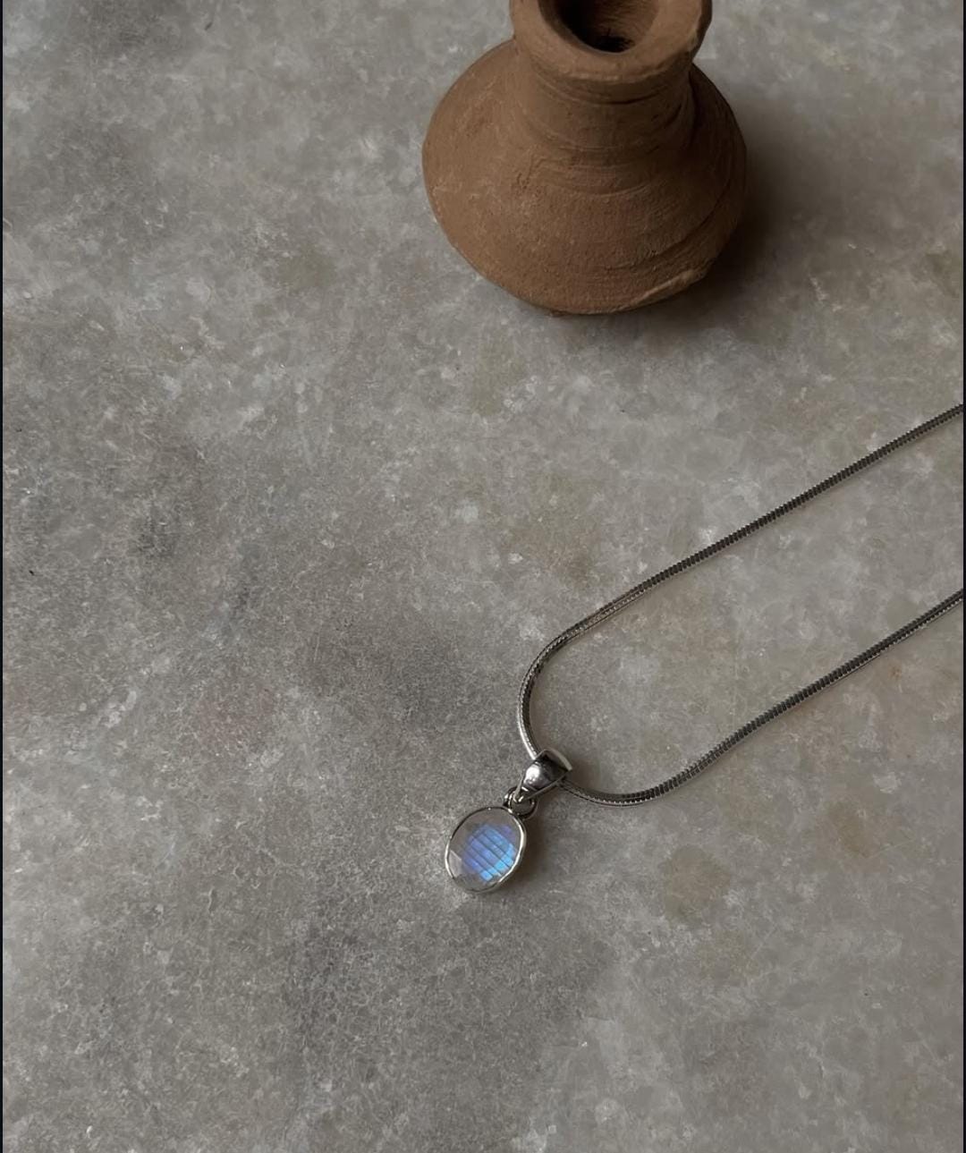 Moonstone Oval Cut 925 Sterling Silver Pendant