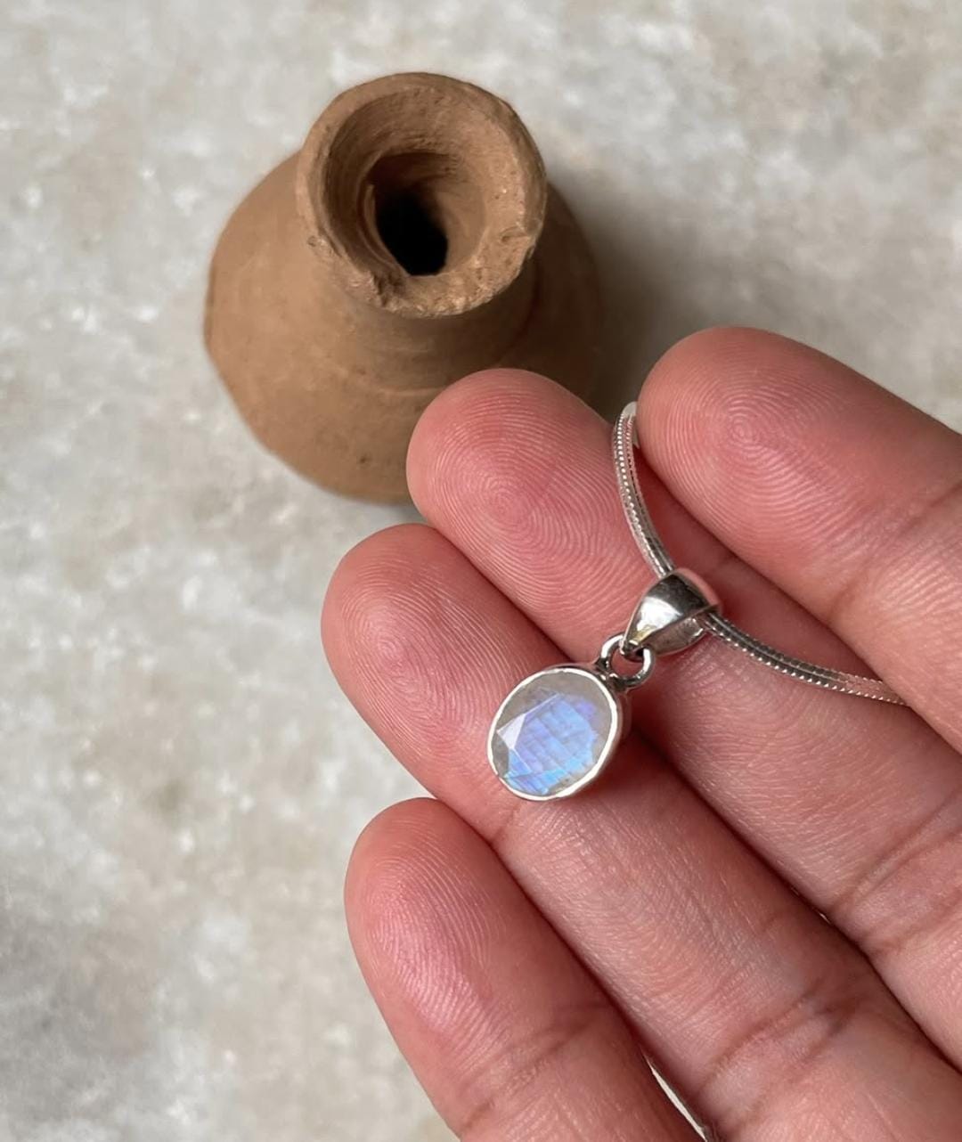 Moonstone Oval Cut 925 Sterling Silver Pendant