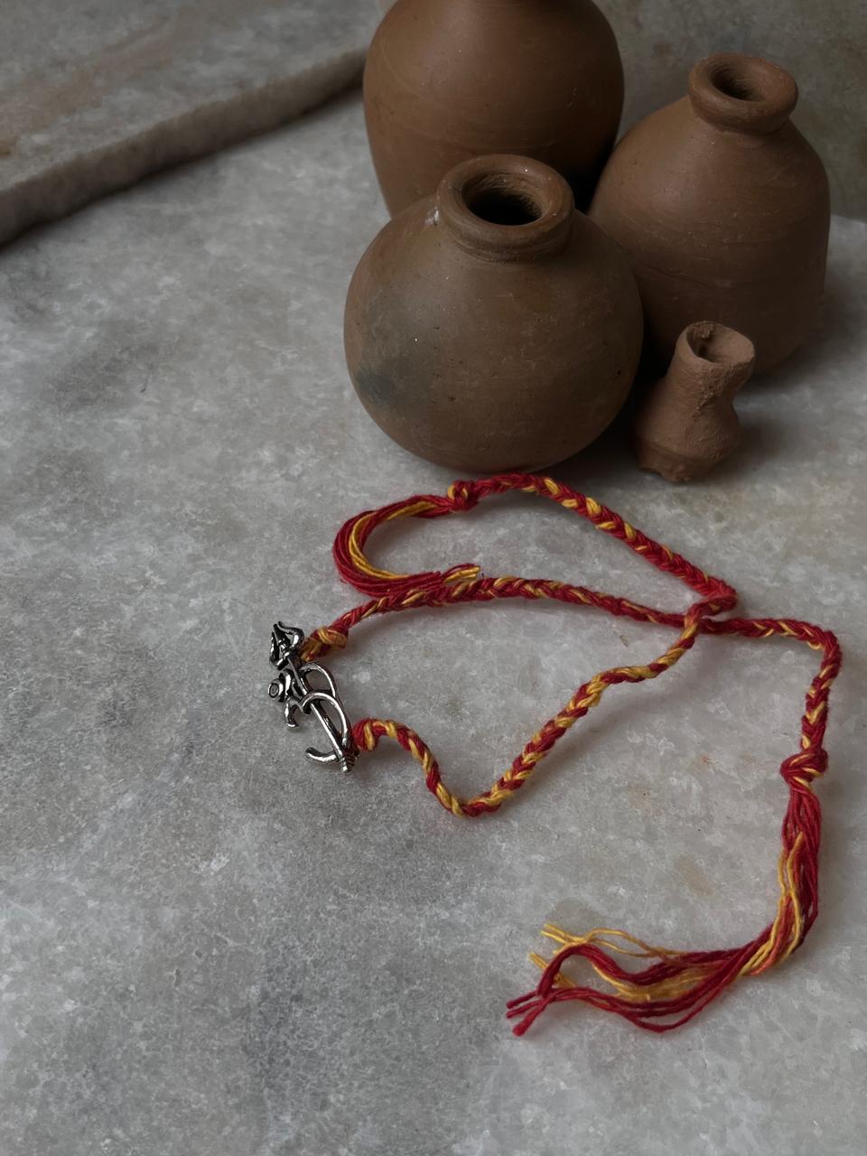 Om Trishul / Shiv Shakti Reusable Charm Handcrafted 925 Sterling Silver Rakhi
