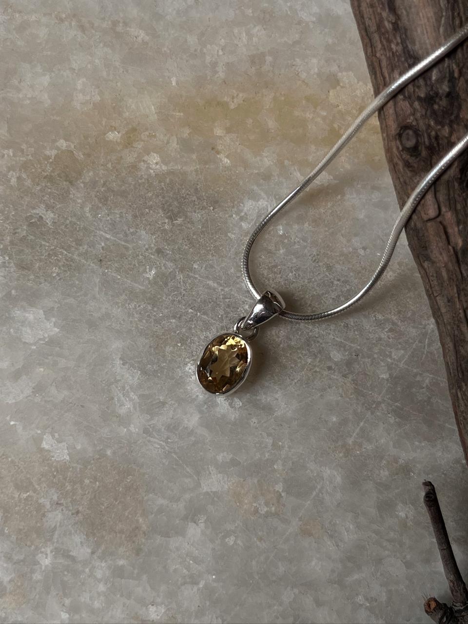 Citrine Oval Cut 925 Sterling Silver Pendant