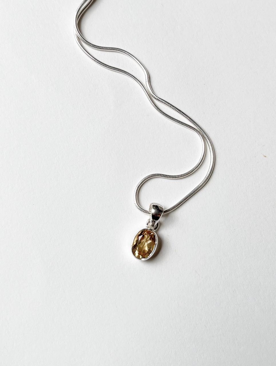 Citrine Oval Cut 925 Sterling Silver Pendant